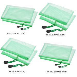 6Pcs 방수 PVC 메쉬 지퍼 주머니 A5/A6/B6/B8 크기 파일 문서 주머니 빌 가방 폴더 Office 홈 문구 공급