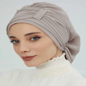 여성을위한 새로운 일반 이슬람 내부 모자 Hijabs 솔리드 Hijab Undercap Turban Hat 이슬람 무슬림 Hijabs 패치 디자인