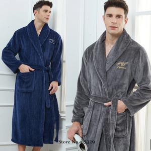 큰 사이즈 3Xl 4Xl 기모노 가운 가운 겨울 신사복 Homewear 산호 양털 목욕 가운 샤워 Peignoirs Loose Thicken Nightwear