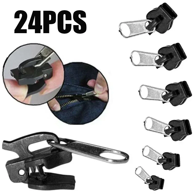 24/12/6Pcs 새로운 인스턴트 지퍼 유니버설 인스턴트 수정 지퍼 수리 키트 교체 우편 슬라이더 치아 구조 DIY 바느질을위한 새로운 디자인
