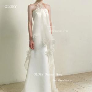 OLOEY A 라인 요정 웨딩 드레스, 사진 촬영 고삐, 3D 꽃, 한국 신부 가운, 정원 맞춤형 정장 원피스, 2024