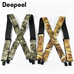 Deepeel 5*115cm 위장 남성용 멜빵 4 클립 X 형 고탄력 조절 가능한 와이드 멜빵 헤비 듀티 바지 바지 받침대