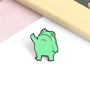 귀여운 재미 있은 수직 중간 손가락 개구리 합금 브로치 크리 에이 티브 만화 동물 배지 성격 모든 경기 의류 액세서리