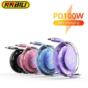 NNBILI 100W 유형 C-유형 C 케이블 PD 고속 충전 USB C-USB C for IPhone 15 Pro Samsung iPad 빠른 충전 수축 데이터 케이블