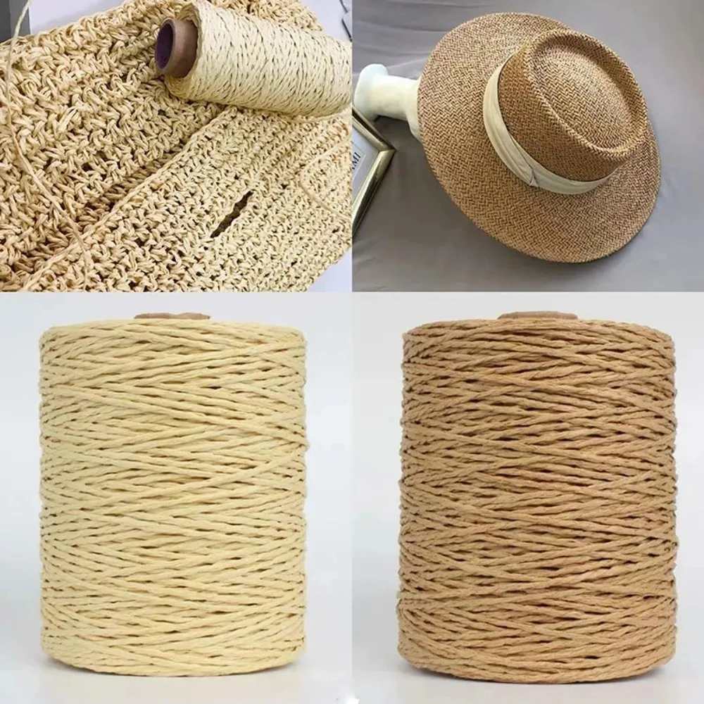 뜨게 크로셰 종이 스레드용 천연 라피아 빨대 원사, DIY 수제 여름 썬햇 비치 백 소재, 280-300m/롤
