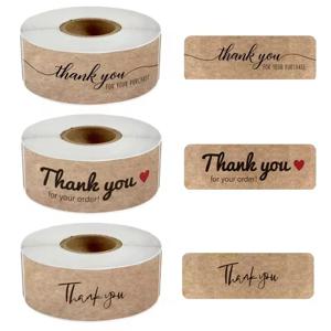 120pcs/롤 크래프트 종이 감사합니다 스티커 DIY 선물 포장 장식 맞춤 선물 및 비즈니스 라벨