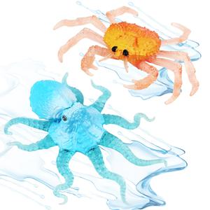 TPR 시뮬레이션 어린이 장난감 부드러운 고무 스트레칭 문어 꼬집음 음악 감압 물 장난감 게 해양 생물