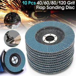 10pcs 플랩 디스크 125mm 앵글 그라인더 샌딩 디스크 40/60/80/120 그라인딩 휠 플랩 디스크 제거 용 금속 연마 도구