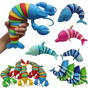 다채로운 슬러그 lobsterToy 관절 유연한 3D 슬러그 Fidget 장난감 모든 연령대 구호 어린이를위한 항 불안 감각 장난감