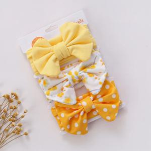 3 개/대 귀여운 목화 활 아기 머리띠 신생아 유아 Ealstic Hairbands 소년 Girsl 도트 줄무늬 꽃 인쇄 어린이 Headwraps