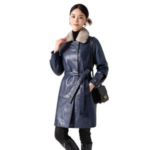YOLANFAIRY 여성용 양가죽 재킷, 겨울 롱 다운 코트, 밍크 칼라 아우터, 슬림핏 재킷, 신상 차케타