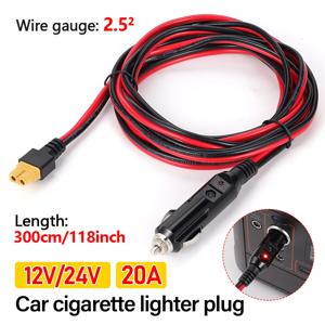 담배 라이터 플러그가 있는 3M XT60 커넥터 연장 케이블 10FT 14AWG 차량용 충전기 및 태양광 발전기 어댑터 코드