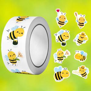 500Pcs/Roll Heteromorphic Bees 스티커 2.5cm/1.0'' 게임 아트 라벨 학습 보상, 책을위한 장식 선물 Watercup Phone PC 패드