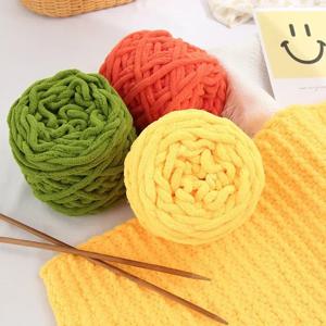 셔닐 뜨게 원사 소프트 아이스 스트립 라인 코튼 원사, 핸드 뜨게 스카프용 DIY 울 원사, 두꺼운 울 도매, 볼 당 100g