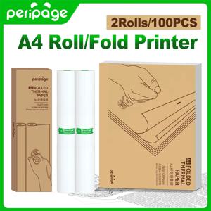 페리페이지 100매 접이식 A4 감열 프린터 용지 (오래 지속, 8.5 x 11인치, A40 프린터 PocketJet HPRT MT800 MT800Q 호환)