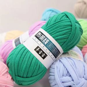 100g 두꺼운 원사 슈퍼 부드러운 컬러 천 패브릭 스트립 원사 손 뜨개질 짠 가방 카펫 바구니 DIY 손으로 짠 소재