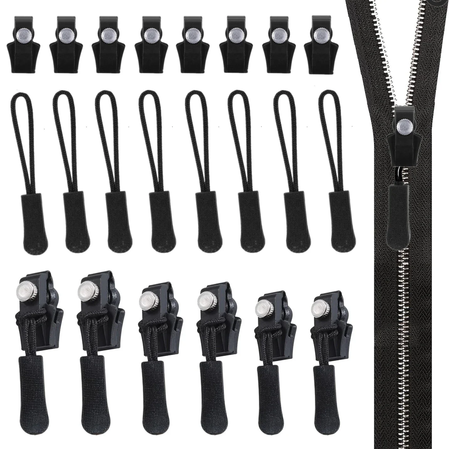 12PCS 유니버설 지퍼 헤드 해결사 빠른 인스턴트 분리형 지퍼 수리 키트 재킷 가방 코트에 대 한 교체 지퍼 슬라이더 당겨