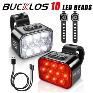 BUCKLOS 자전거 후면 조명 전면 조명 1100mAh LED COB 방수 자전거 램프 USB 충전식 Mtb 도로 자전거 미등 자전거 부품
