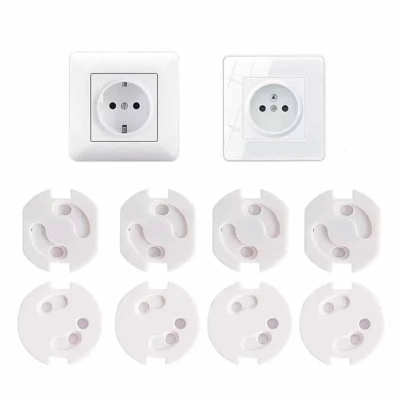 10pcs 아기 안전 어린이 전기 소켓 콘센트 플러그 보호 보안 2 단계 안전 잠금 커버 어린이 소켓 커버 플러그