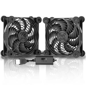 SXDOOL 조용한 듀얼 120mm USB 팬(속도 컨트롤러 포함), 수신기 DVR 플레이스테이션 Xbox 컴퓨터 캐비닛 냉각용