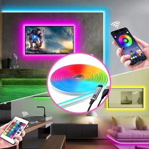 LED 네온 벨트, 유연한 방수 조명, 앱 및 리모콘을 통한 RGB 디밍, 내장 마이크 음성 제어