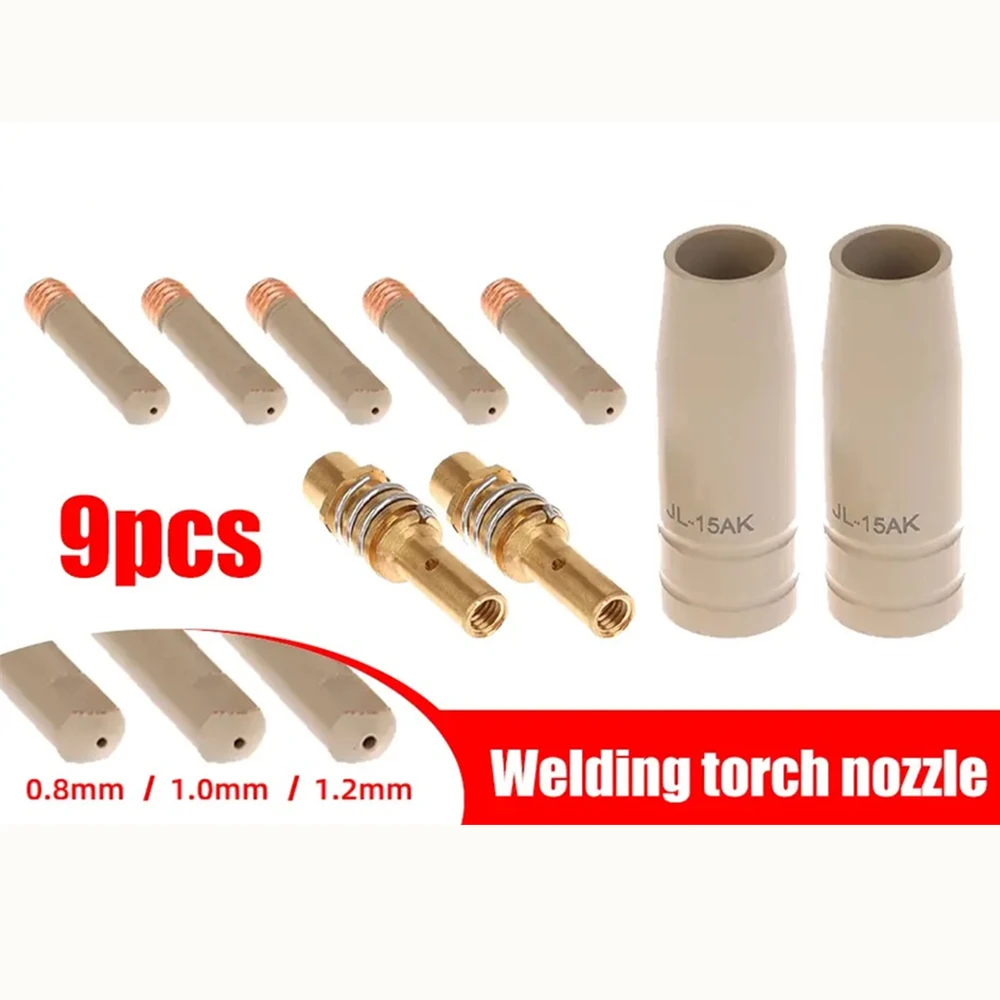 9 개/갑 MB-15ak 0.8/1.0/1.2mm MIG 토치 노즐 팁 홀더 보호 15AK MIG MAG 용접 토치 새로운 코팅 보호 노즐