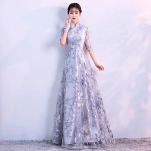 2025 봄/여름 신상 그랜드 코어 우아한 중국풍 치파오 공연 드레스 이브닝 드레스 여성 호스트 성인 롱 드레스
