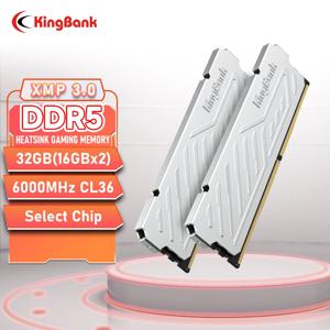 킹뱅크 실버 DDR5 RAM 16GB / 32GB 키트 (2x16GB) 6000MHz 오버클로킹 데스크탑 게이밍 메모리 인텔 XMP 3.0 & AMD Expo 호환