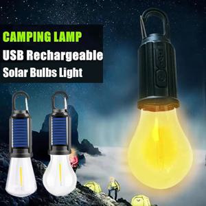 LED 태양 캠핑 조명 USB 충전식 전구 램프 후크와 디 밍이 가능한 하이킹 텐트 랜턴 야외 조명에 대 한 빈티지 빛