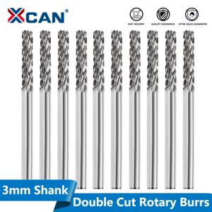 XCAN 10pcs 3mm 생크 더블 컷 텅스텐 카바이드 로터리 버 세트 Dremel 로타리 도구 로터리 파일
