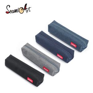 SeamiArt 1pc 작은 솔리드 컬러 간단한 지퍼 카와이 연필 케이스 미니 펜 가방 학교 사무실 공급 업체를위한 Papeleria 편지지