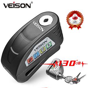 VEISON 오토바이 알람 잠금 자전거 디스크 잠금 경고 130DB 보안 도난 방지 방수 브레이크 로터 자물쇠 디스크 브레이크 잠금 장치