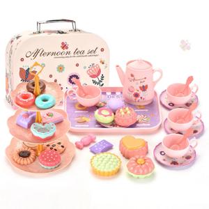DIY 시뮬레이션 차 음식 케이크 세트 놀이 집 주방 오후 차 게임 장난감 선물 어린이를위한 놀이 장난감 척 어린이 소녀 선물