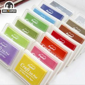 미스터 종이 15 색 잉크 패드 수제 DIY 공예 오일 기반 잉크 패드 패브릭 나무 종이 스크랩북 잉크 패드 손가락 그림