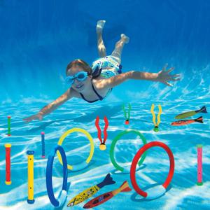 여름 수영 다이빙 장난감 세트 풀 수영 반지 수상 스포츠 놀이 게임 다이빙 스틱 수중 액세서리 아이를위한 장난감을 잡아