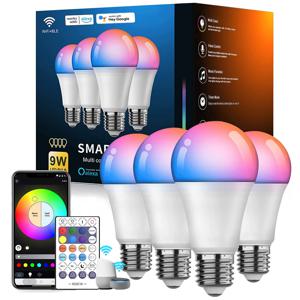 LED 스마트 전구 A19 E26/E27 색상 변경 LED 전구(음악 동기화 WiFi 및 BLE 5.0 디밍 가능 RGB 스마트 홈 조명 포함)