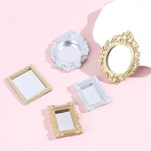 1pc 1/12 인형 집 미니어처 프레임 액세서리 가구 미니어처 거울 벽 룸 거울 미니 클래식 인형 집 거울