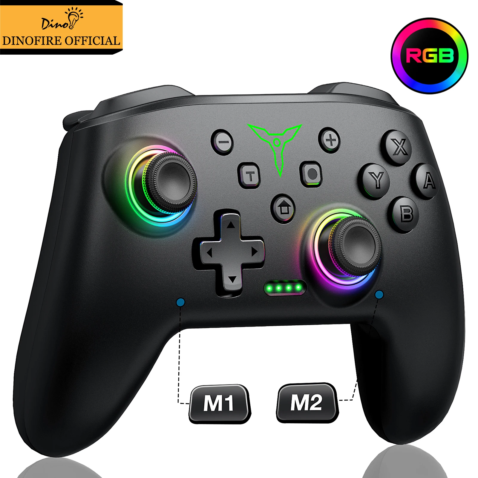 Nintendo Switch/Switch OLED/Lite 모바일 유선 PC 게임 패드 다기능 조이스틱 용 Dinofire 무선 블루투스 RGB 컨트롤러