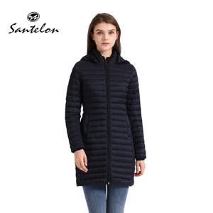 SANTELON 겨울 여성 분리형 후드가있는 느슨한 롱 파카 코트 여성 Soild 초경량 휴대용 따뜻한 패딩 코튼 아웃웨어