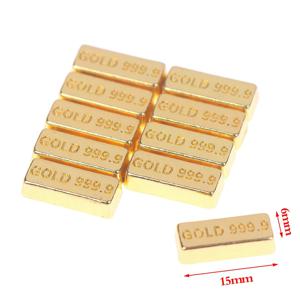 10PCS 1:12 인형 집 미니어처 골드 999.9 바 동전 모델 장식 어린이 놀이 장난감 인형 집 가구 액세서리 척