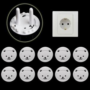 10pcs 곰 EU 전원 소켓 콘센트 아기 어린이 어린이 안전 가드 보호 안티 전기 충격 플러그 보호기 커버