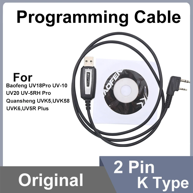 USB 프로그래밍 케이블 Quansheng UVK5 UVK6 5RPlus Baofeng 18Pro 13Plus 17Plus V2 프로그래밍 케이블 CD 소프트웨어 라디오 액세서리