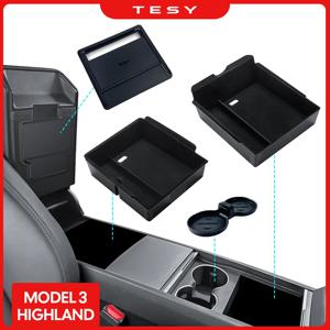 Tesla Model 3 Highland 2024 콘솔 팔걸이 보관함 내부 주최자 ABS 고무 패드 또는 몰려 들고