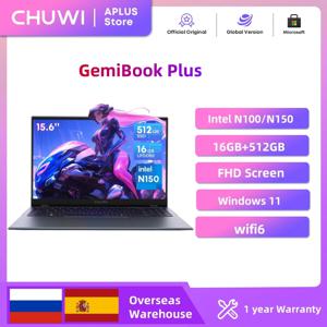 CHUWI 제미북 플러스 노트북 15.6인치 FHD 1920x1080 16GB LPDDR5 512GB SSD 인텔 N100/N150 알더레이크 WiFi 6 윈도우 11 노트북