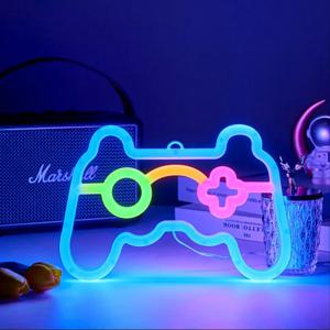 게임 패드 네온 사인 LED 야간 조명, USB/배터리 구동 분위기 조명, 생일 선물용 정원 E-스포츠 장식 캠핑