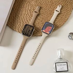 Apple Watch 용 얇은 실리콘 스트랩 40mm 44mm 45mm 41mm 38mm 42mm IWatch 시리즈 용 솔리드 컬러 스트랩 팔찌 1 2 3 4 5 6 SE 7