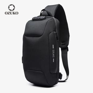 OZUKO 다기능 숄더 백 남성용 도난 방지 크로스 바디 메신저 백 남성용 방수 짧은 여행 슬링 백 맨 가슴 팩