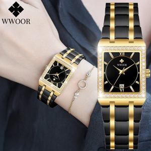 WWOOR Reloj 새로운 패션 숙녀 다이아몬드 시계 톱 브랜드 럭셔리 스퀘어 손목 시계 간단한 여성 드레스 작은 시계 Relogio Feminino