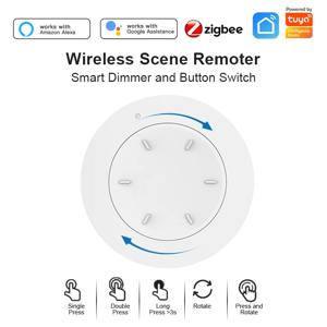 Tuya ZigBee 스마트 노브 스위치 조광기 제거 가능 무선 장면 연결 푸시 버튼 조명 자동화 시나리오 원격 패널