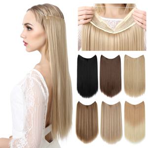 SARLA 합성 클립 없음 헤어 익스텐션 Ombre Natural Fake False Long Straight Hairpiece 여성용 금발 머리